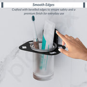 Plantex 304 Grade Stainless Steel Glass Tumbler Holder/Tooth Brush Holder for Bathroom/Bathroom Accessories - Pack of 1 (Parv-Black)