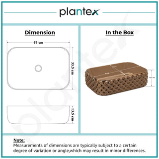 Plantex Ceramic Wash Basin/Tabletop Wash Basin/Designer Countertop Basin for Bathroom/Restaurants/Hotel – Rectangular (295, Rose Gold, 19 x 13 x 5 Inch)