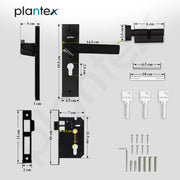 Plantex Heavy-Duty Door Lock/Door Handle Set with 3 Years of Warranty/Mortise Lock with 3 Keys, Brass Lockbody & Cylinder (8133 - DC-Black & Z-Black)