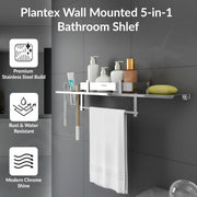 Plantex Multipurpose 4 in 1 Bathroom Shelves/Bathroom Holders for Wall Mounted, Stainless Steel (Chrome-18x5 Inches - Pack of 3)