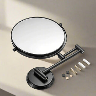 Plantex Premium Brass Magnifying Mirror/Two-Sided 360° Swivel Shaving Mirror with 5x/1x Magnification/Vanity Mirror for Bathroom (8 Inches-Black/Wall Mount)