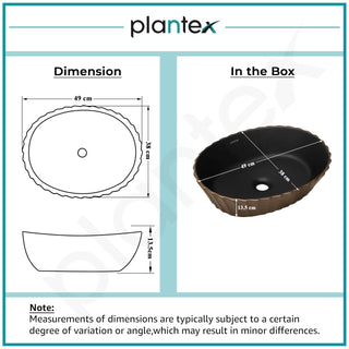 Plantex Table Top Wash Basin/Designer Ceramic Basin/Oval Basin for Bathroom/Home/Office/Hotel (Black & Red Copper - 19 x 15 x 5 Inch)