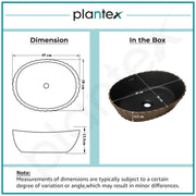 Plantex Table Top Wash Basin/Designer Ceramic Basin/Oval Basin for Bathroom/Home/Office/Hotel (Black & Red Copper - 19 x 15 x 5 Inch)