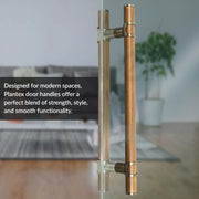 Plantex 18 Inch Main Door Handle/Stainless Steel & Wooden Door Handle/Pull-Push Handle for Door/Office & Hotel - Pack of 1 (DTMD-428, Brass Antique & Wood)