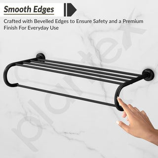 Plantex 304 Grade Stainless Steel 24 inch Towel Rack for Bathroom/Towel Stand/Hanger/Bathroom Accessories - Daizy (Black)