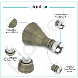 Plantex Door Stopper for Home/High Grade Stainless Steel Door Catcher/5 Inch Door Magnet Stopper/360 Degree Angle Door Magnet for Home/Office/Hotel - (Brass Antique)