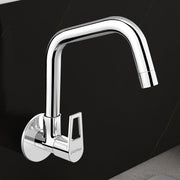 Plantex Pure Brass Kitchen Sink Tap Faucet/Wall Mount Sink Faucet with Wall Flange and Teflon Tape/Water Nal Tap with 360 Swiwel spot with Water Saving nozzel - Pack of 1 (Chrome, 3211)