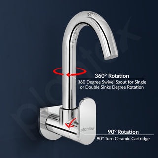 Plantex Pure Brass Sink Tap for Kitchen with 360° Swivel Spout/Kitchen Sink Tap with Water Saving Aerator-7 Year Warranty by Plantex (ORN-210-Chrome)