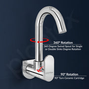Plantex Pure Brass Sink Tap for Kitchen with 360Ã‚Â° Swivel Spout/Kitchen Sink Tap with Water Saving Aerator-7 Year Warranty by Plantex (ORN-210-Chrome)