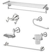 Plantex High Grade Stainless Steel Folding Towel Rack with Stainless Steel 304 Grade Niko Bathroom Accessories Set 5pcs (Towel Rod/Napkin Ring/Tumbler Holder/Soap Dish/Robe Hook)