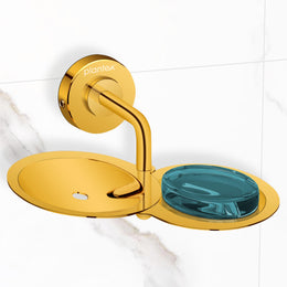 Plantex 304 Grade Stainless Steel Double Soap Holder for Bathroom/Soap Dish/Soap Stand for Bathroom Wall/Bathroom Accessories - Daizy (Golden)