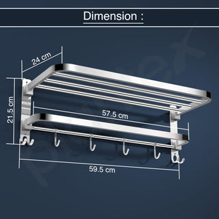 Plantex 24 Inch Towel Rack for Bathroom/Stainless Steel Towel Holder/Hanger with Rod/Bathroom Accessories - Pack of 1 (Chrome)