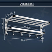 Plantex 24 Inch Towel Rack for Bathroom/Stainless Steel Towel Holder/Hanger with Rod/Bathroom Accessories - Pack of 1 (Chrome)