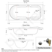 Plantex Bathtub For Bathroom/Bath tub for Adults/Deep Soaker Bathtub with Overflow and Waste Coupling Accessories (White - 1670 mm)