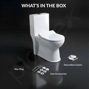 Plantex Platinum Ceramic Rimless One Piece Western Toilet/Commode for Toilet/Washdown Flush Commode With Soft Close Toilet Seat - S Trap Outlet (White)