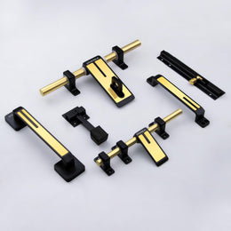 Plantex Stainless Steel Door Kit for Single Door/Door Accessories (10-inch Al-Drop,8-inch Latch,2 Handles,7-inch Tower Bolt and 4-inch Door Stopper-(Black & Gold)