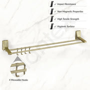 Plantex 304 Grade Stainless Steel 24 inch Dual Towel Rod/Towel Holder/Towel Hanger/Bathroom Accessories - Crystal (Brass Antique)