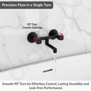 Plantex Non-Telephonic Wall Mixer for Bathroom with Brass Spindle/Mixer Tap for Bathroom with Water Saving Aerator/Wall Flange and Teflon Tape - Pack of 1 (Black)