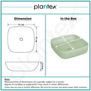 Plantex Premium Ceramic Tabletop Wash Basin/Square Countertop Bathroom Basin (Olive, 16 x 16 x 5 Inch)