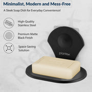 Plantex Royal Self Adhesive Stainless Steel Soap Holder for Bathroom/Soap Dish/Soap Stand/Bathroom Accessories - (Black)