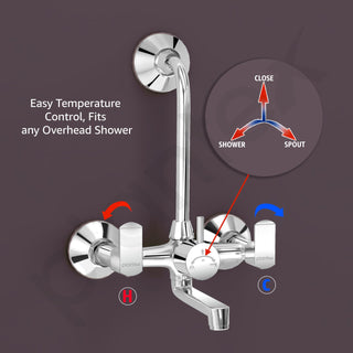 Plantex Wall Mixer 2 in 1 with L-Bend Connector and Water-Saving Aerator/Wall Mixer/Mixture Tap for Bathroom - (APS-1289 Chrome)