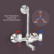 Plantex Wall Mixer 2 in 1 with L-Bend Connector and Water-Saving Aerator/Wall Mixer/Mixture Tap for Bathroom - (APS-1289 Chrome)