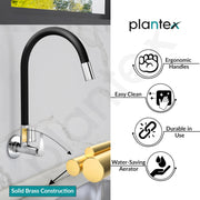 Plantex Pure Brass Kitchen Sink Tap with Silicone Swivel Spout/Flexible Tap for Sink with Water Saving Nozzle for Kitchen Basin Tap-7 Year Warranty by Plantex-(LEA-710B)