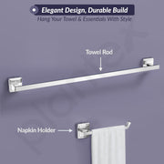 Plantex Decan 304 Grade Stainless Steel Towel Rod for Bathroom/Soap Holder/Napkin Ring/Tumbler Holder/Robe Hook/Bathroom Accessories - Chrome