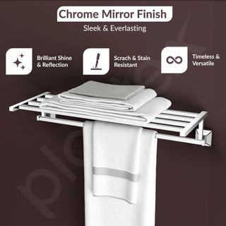Plantex 304 Grade Stainless Steel Towel Rack for Bathroom/Towel Stand/Hanger/Bathroom Accessories - Pack of 1, Squaro (24 inch - Chrome)