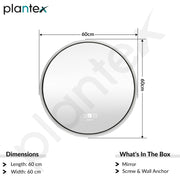 Plantex Aluminium Frame LED Mirror for Wall/Wall Mount Mirror for Bedroom/Dressing Room/Living Room/Entryway - (24 Inch-Black)