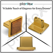 Plantex Knobs for Drawer, Kitchen Cabinet, Wardrobe | Square Pulls Handles - Pack of 6 (Gold & Wood)