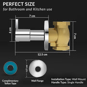 Plantex 25 mm Pure Brass Flush Valve for Toilet with Brass Wall Flange & Teflon Tape-7 Year Warranty/Angle Cocke for Bathroom (FLO-820-Chrome)