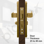 Plantex Stainless Steel Door Lock Ã¢â‚¬â€œ Bathroom Door Lock/Mortise 8inch Keyless Plate Handle Set for Home/Bathroom/Store Room/Balcony/Office - Pack of 1 (DTM-661, Brass Antique)