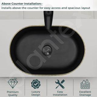 Plantex Table Top Wash Basin For Bathroom/Designer Ceramic Basin/Countertop Vessel Sink Basin - Indo-European Collection (20 x 13 x 6 Inch)