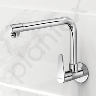 Plantex Pure Brass Sink Tap for Kitchen with Wall Flange & Teflon Tape/Wall Mount Kitchen Sink Faucet (DOL-4301, Chrome)