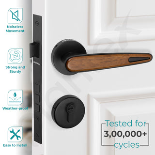 Plantex Main Door Lock/Mortise Lock for Door with 3 Years of Warranty - Robust Door Lock for Home with Brass Lock Body & Cylinder(034-Black & Wood Finish)