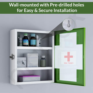 Plantex First Aid Box/Medical Box/Emergency First Aid Kit Box Without Key/Medicine Storage Box for Home, School & Office with Multi Compartment - (Green & White)