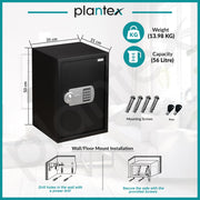 Plantex 56 Litre Safe Locker for Home/Hotel Safe Tijori Box/Electronic Safety Locker with Master & User Dual Code Access with Emergency Key/2 Years Warranty By Plantex (Black)