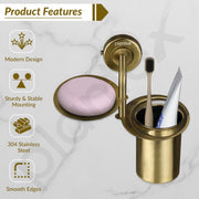 Plantex 304 Grade Stainless Steel 2in1 Soap Holder with Tumbler Holder/Bathroom Accessories - Daizy (Antique)