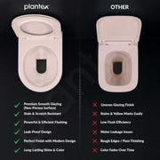Plantex Platinum Ceramic Rimless Wall Hanging Commode/Washdown Western Commode with Soft Close Toilet Seat - P Trap Outlet ( Peach )