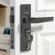 Plantex Door Lock for Home /6-Lever Lock Mechanism with 3 Years of Warranty/Heavy-Duty Door Lock Handle Set with 3 Keys, Brass Lock Body & Cylinder - (8129-Grey)