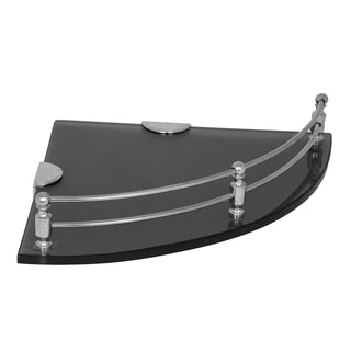 Plantex Heavy Duty Glass Shelf for Bathroom/Kitchen Corner Shelf Wall Mounted - Bathroom Accessories (Black - 9x9 Inches - Pack of 1)