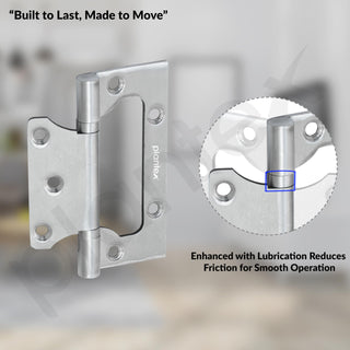 Plantex Stainless Steel Butterfly Hinges for Door/Non-Mortise Hinges/4 Inch x 14 Gauge Hinge/2.5 mm Hinge for Home/Office/Hotel - Pack of 3 (Chrome)