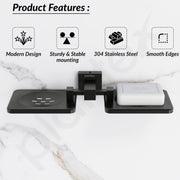 Plantex 304 Grade Stainless Steel Double Soap Holder Stand for Bathroom and Wash Basin/Bathroom Accessories - Splash (Black)