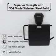 Plantex Toilet Paper Holder for Bathroom/304 Grade Stainless Steel Tissue Paper Roll Holder/Bathroom Accessories - Pack of 1 (PMB-2410, Z-Black)