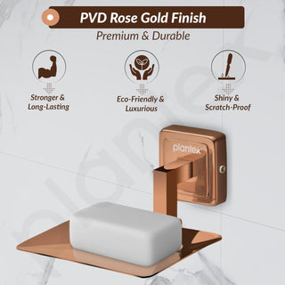 Plantex Soap Holder for Bathroom/304 Grade Stainless Steel Soap Case/Soap Stand/Bathroom Accessories - Pack of 1 (PVD Rose Gold)