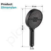 Plantex Hand Shower for Bathroom/6 Mode Multifunctional Shower/5-Inch ABS Plastic Silicone Handheld Shower Head/Easy Mode Switching – (Black, H-627)
