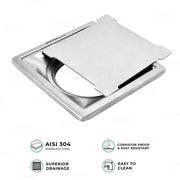 Plantex 304 Grade Stainless Steel Bathroom 6x6 Inches Square Floor Drain/Bathroom Jali for Drain/Bathroom Accessories (Matt Finish)