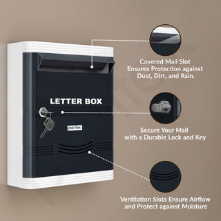 Plantex Durable Plastic Letter Box/Suggestion Box for Office/Post Box/Complaint Box/Letter Box for Home Gate with Key Lock/Mail Box - (Grey & White), Wall Mounted