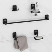 Plantex 304 Grade Stainless Steel Bathroom Accessories Set of 5 - Towel Rod/Hand Napkin Hanger for Wash Basin/Soap Case/Toothbrush Holder/Robe Hook - Darcy (Black)